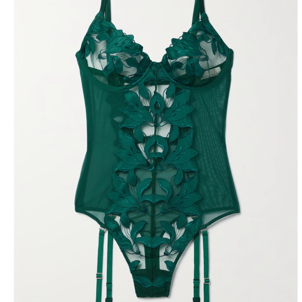 Fleur du Mal Teal Lace Bodysuit